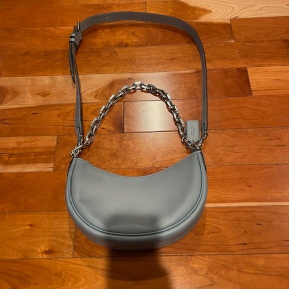 Coach Mira Shoulder Bag in Gray / Blue Glovetanned Leather + Chain Strap CM583 - Picture 2 of 14